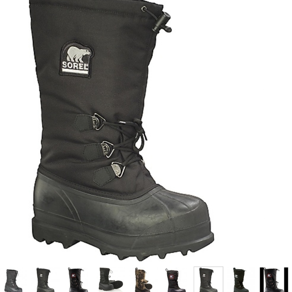 SOREL GLACIER BLACK SNOW BOOTS WITH LINERS